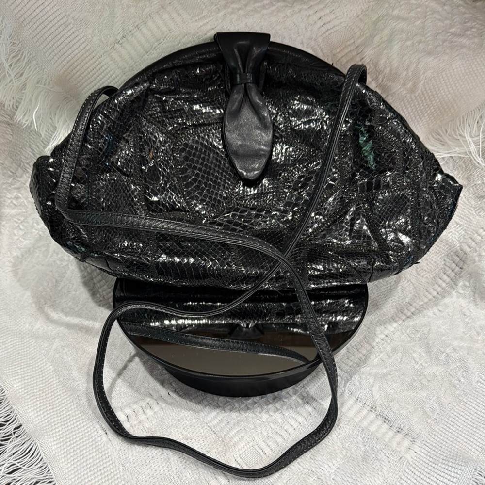 Sylvia Cee black snakeskin leather ReHab crossbody Vintage 1980’s